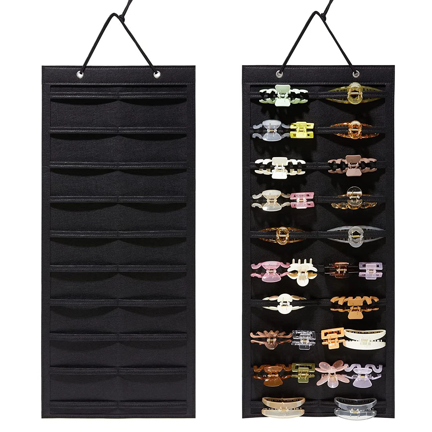 Hanging Hair Claw Crabs Organizer ,10 Layer Hair Shark Clips Hair Accessories Display Holder,Women Girls Hairgrips Storage Bags