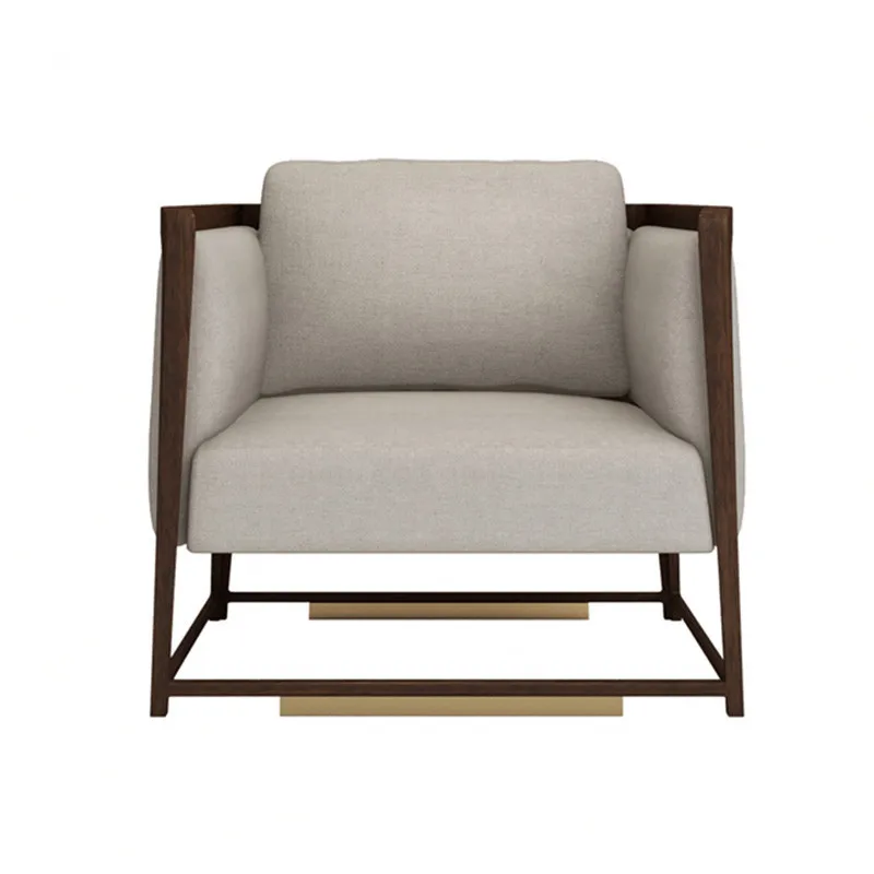 

New Chinese-style solid wood hotel clubhouse hall single leisure chair homestay model room sales office meeting guests sofa