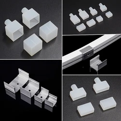 20pcs/set Recessed Mounted Fixed Buckles For LED Silicone Tube Profile Connector Clip Plug Neon Strip Lights End Cap Accessories