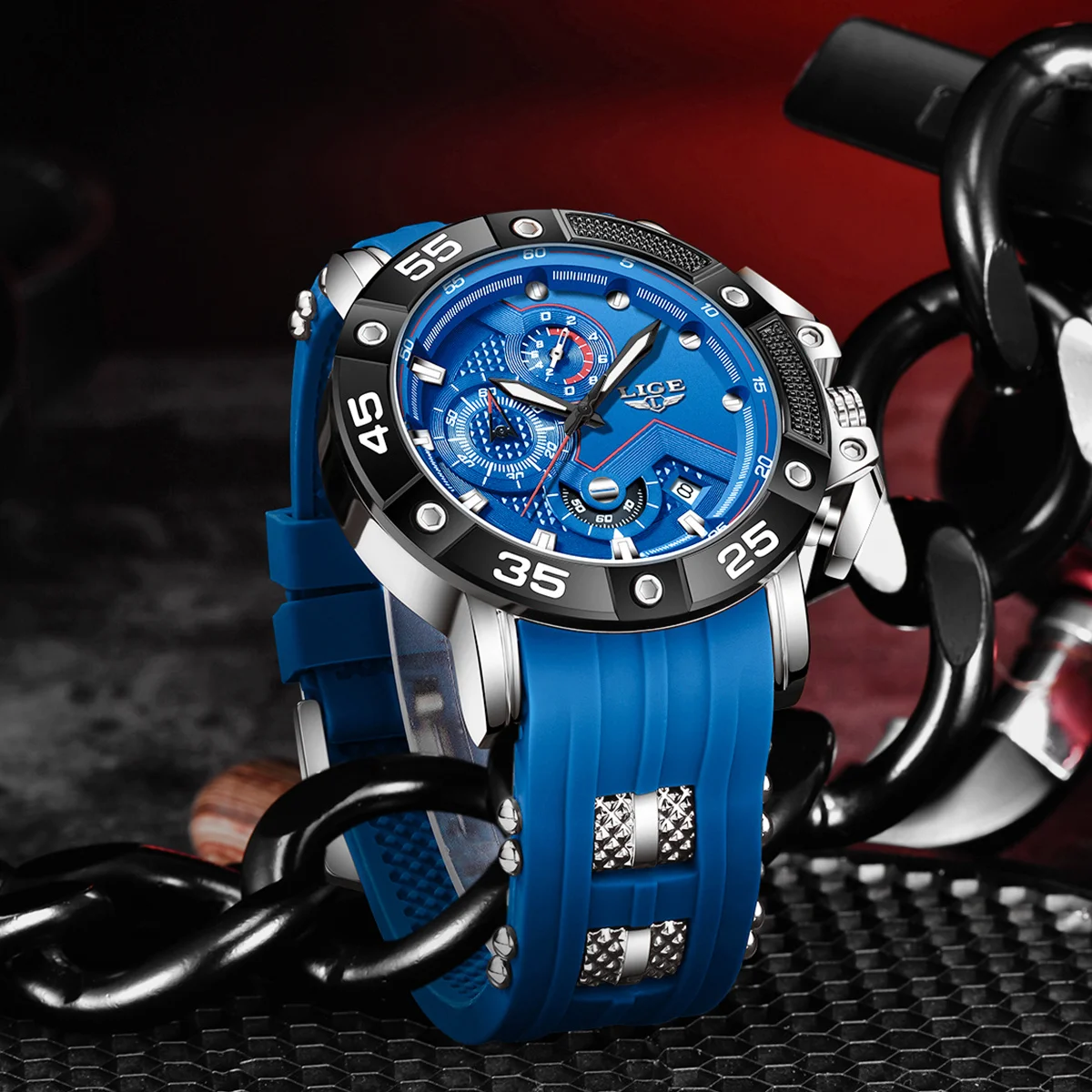 LIGE 브랜드 패션 쿼츠 시계 남자 군사 스포츠 방수 크로노 그래프 손목 시계 달력 남자 시계 Relogio Masculino