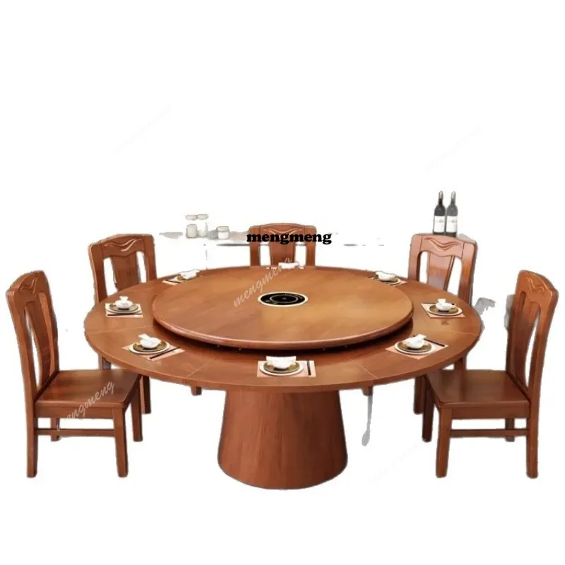 Household Retor Round Dining Table Rotated Solid Wood Dining Table Modern Light Luxury Dining Room Furniture Esstisch