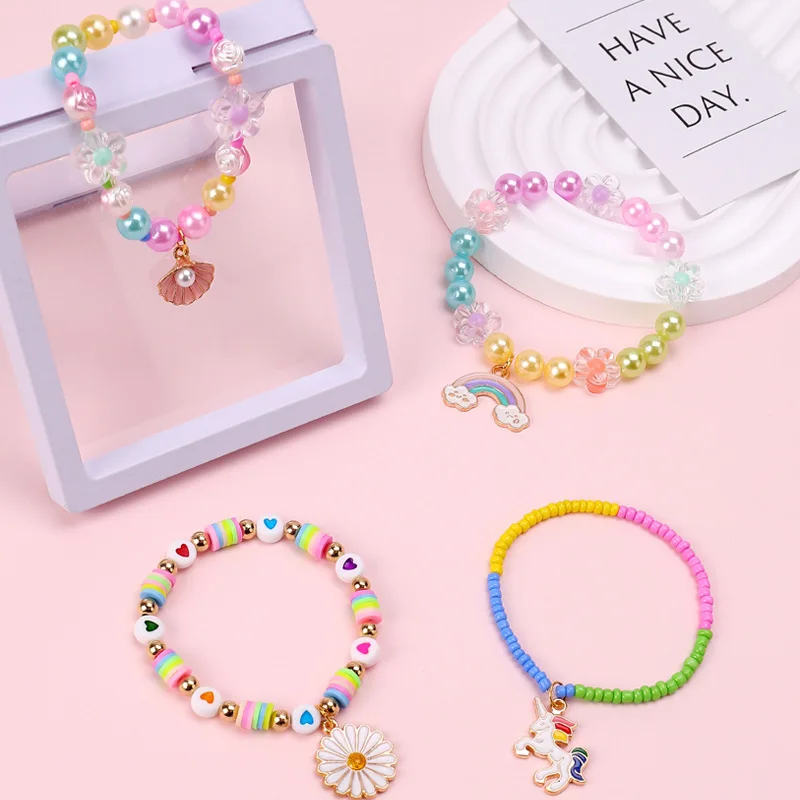 Handmade DIY Bead Bracelets Necklaces Jewelry Materials Accessories Children's Bead String 24 Grid Bead Puzzle Toy Birthday Gift