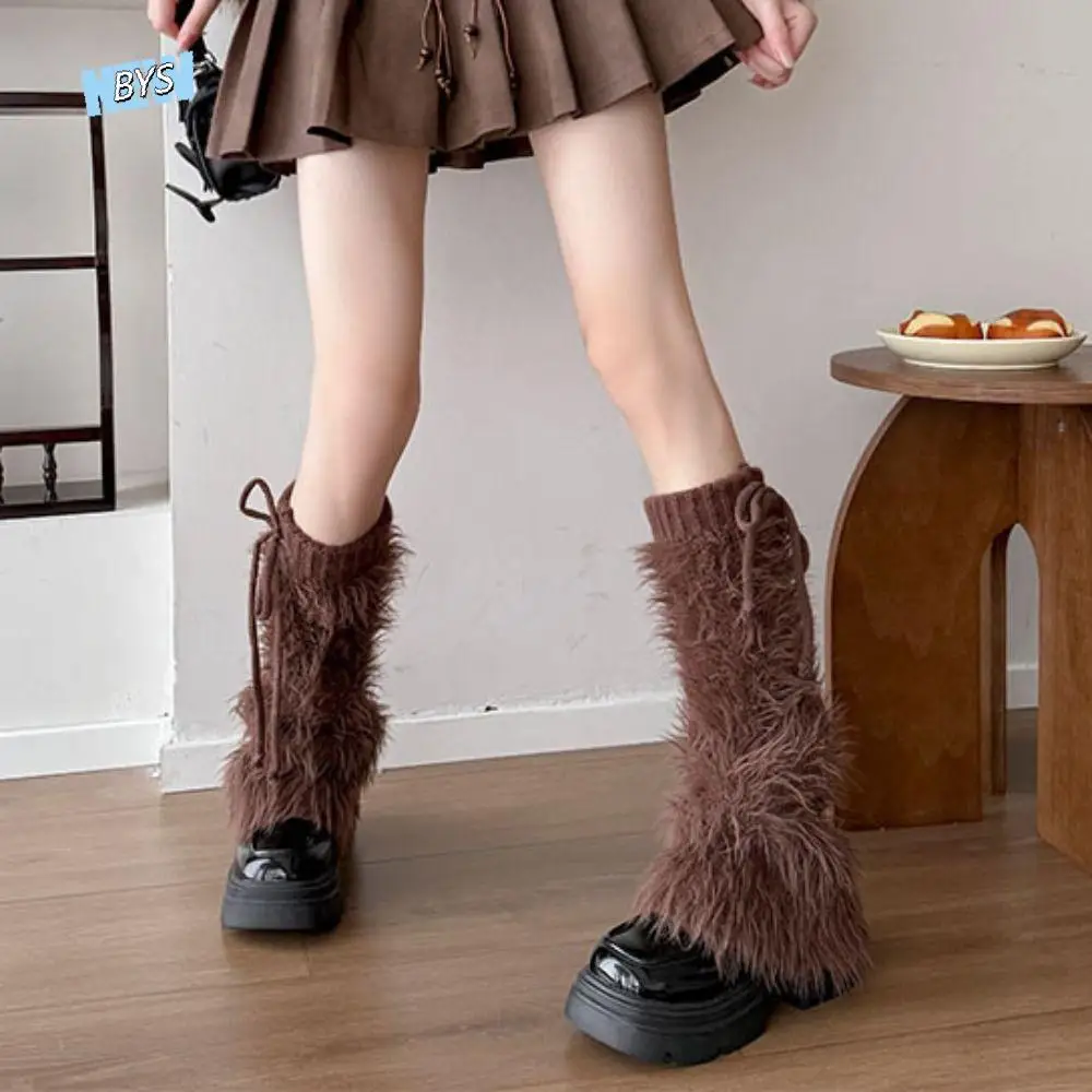 

Soft Knitted Winter Leg Warmers Y2K Harajuku Plush Leg Coverings Lolita JK Foot Cover Furry Leg Warmers Accessories