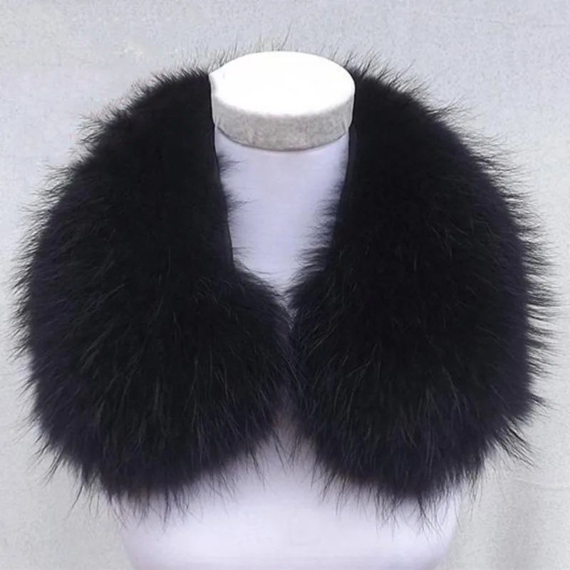 Women\'s Scarf Winter Raccoon Fur Collar For Coat Scarf Neck Warmer Shawl Natural Fur Collar Fur Scarves Warps Red Fur Collar