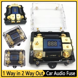 1 Way in 2 Way Out Stereo Power Fuses Holder Box with LED Display Car Audio Fuse Box Power Distribution Block for Auto Vehicle