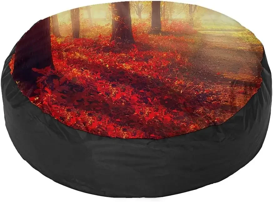 Autumn Maple Leaf Spare Tire Cover Weatherproof Dustproof Universal Tire Cover for RV Trailers Motorhomes SUV Camping