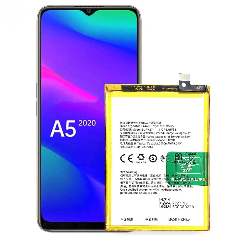 

BLP727 for OPPO A5 2020/A9 2020/A11/A11X Phone Battery High Quality High Capacity Replacement Bateria Grade A Cell with Tools