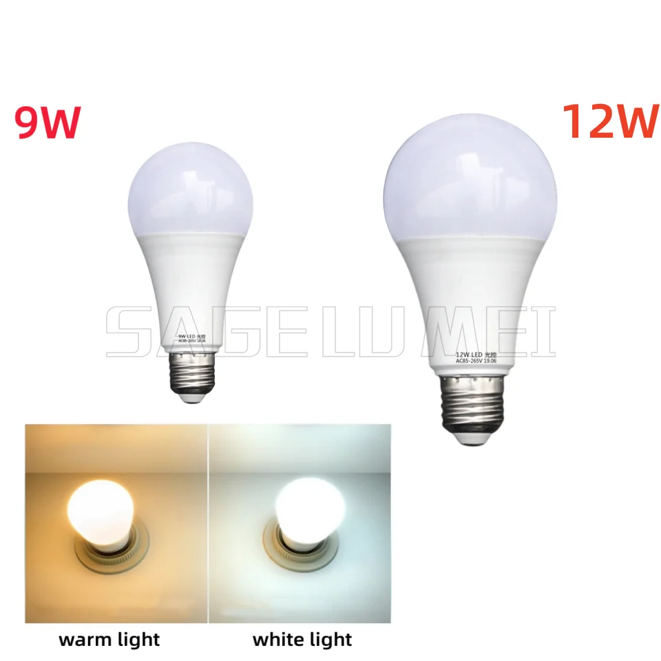 AC85V-265V E27 9W 12W Dusk To Dawn Sensor Light Bulb Day To Night Light Auto ON/OFF LED Smart Lamp AC110V/AC220V Led Sensor Bulb