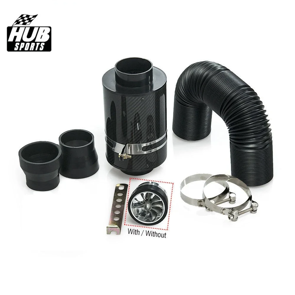 Universal Cold Feed Induction Kit & Carbon Fibre Air Intake Filter Box W/WO Fan for BMW E46 M3/330/328/325 M52 HU-FB2303