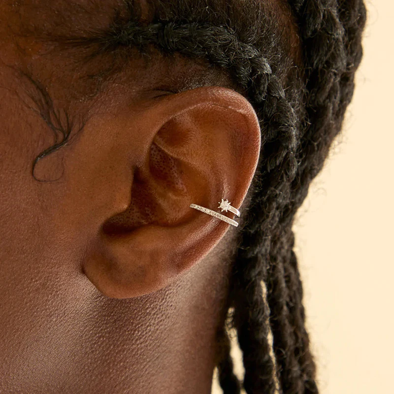 1 قطعة مطلي 24K الذهب أحادية أقراط مشبكية للنساء الهندسة تشيكوسلوفاكيا الزركون الأذن الأصفاد غير ثقب الأقراط مجوهرات حفلات الزفاف #4