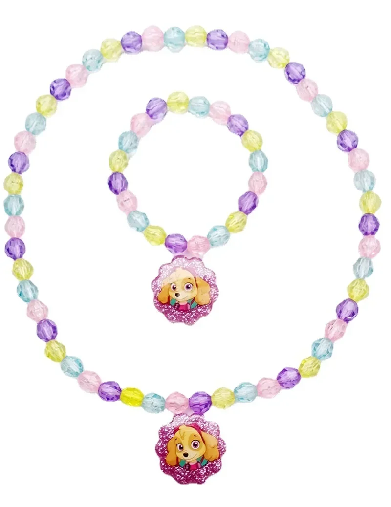 PAW Patrols Kawaii Halskette Chase Skye Armband Mädchen Anime Niedlicher Schmuck Rollenspiel-Spielzeug Halsketten-Armband-Set Geburtstagsgeschenk