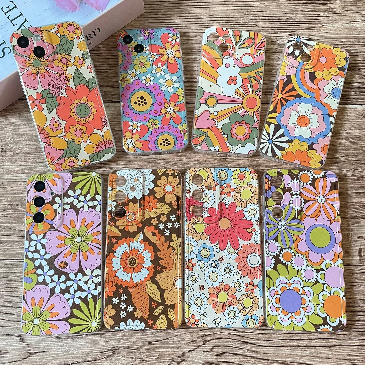 70S Retro Groovy Floral Hippie Case For Samsung Galaxy S20 Plus S21 FE S22 S23 S24 Ultra A53 A52 A54 A55 5G