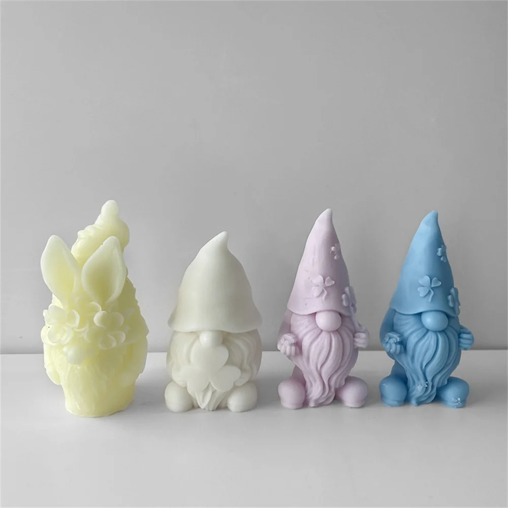 Cute 3D Braid Dwarf Shape Candle Diffuser Stone Slicone Mold DIY Lovely Clover Faceless Old Man Craft Ornament Mould Home Decor