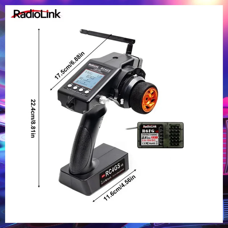 Radiolink RC4GS V3 4 CH FHSS RC Transmitter Remote Controller R6FG / R7FG With Gyro For RC Car Truck Crawler Wltoys Model