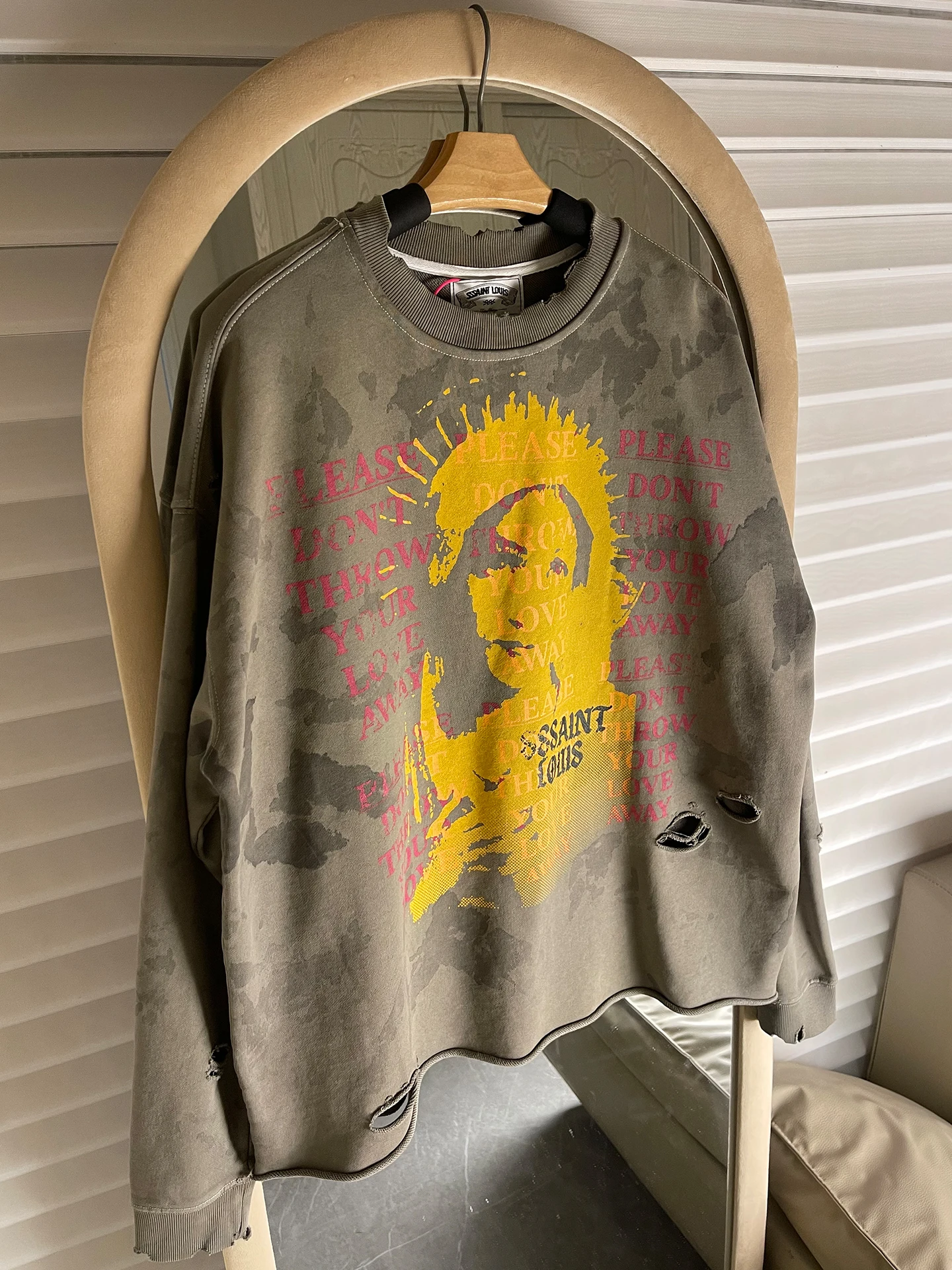 

Мужской свитшот SSSAINT LOUIS Heavyweight с круглым вырезом, винтажный крой, модный бренд, повседневная свободная одежда в стиле INS