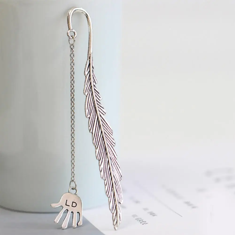 Feather Cutout Bookmark High-quality Reading Tools Vintage Style Metal Feather Bookmarks with Textured Tassel for Women for Book