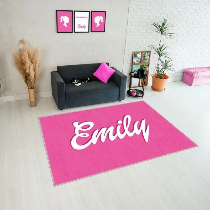 MINISO DISNEY Barbie Carpet Girl Princess Room Living Room Bedroom Sofa Side Non-slip Warm Foot Mat Washable Rug Castle Decorate