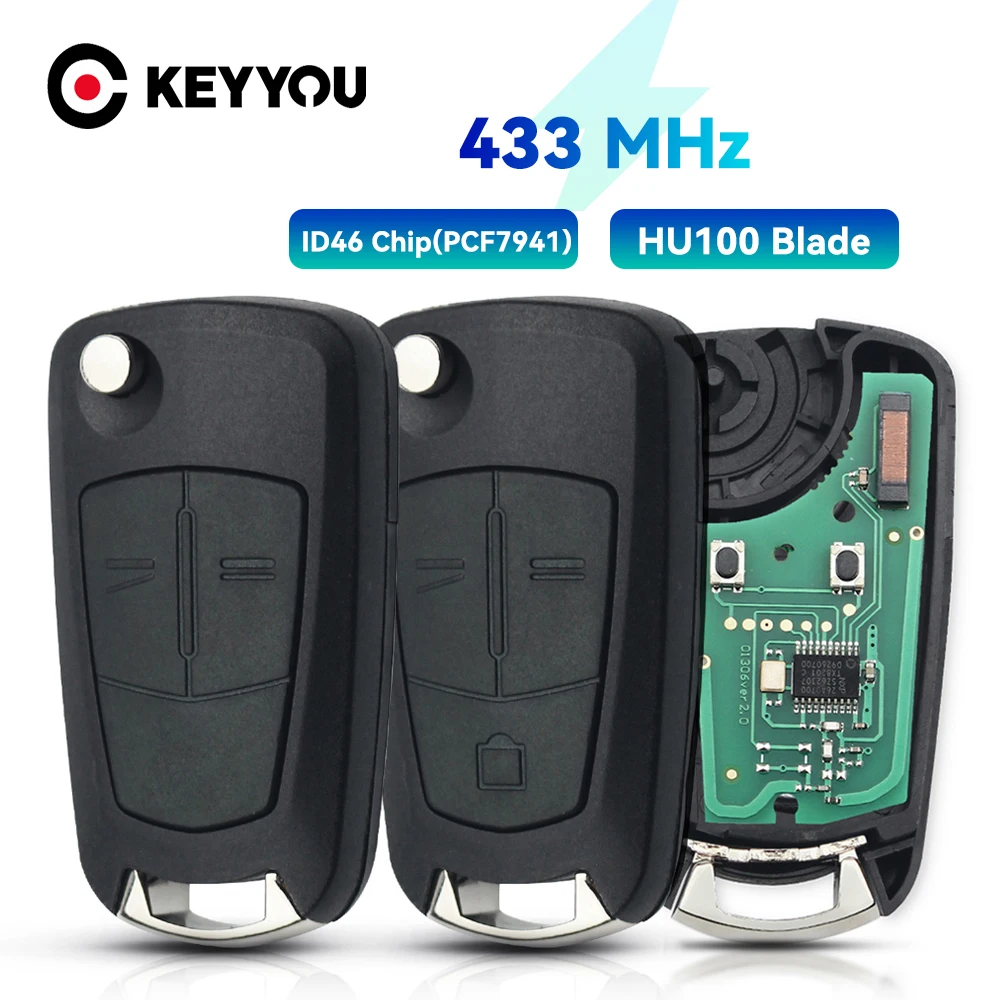 KEYYOU 2/3BT Flip Remote Car Key 433MHZ PCF7941/7946 For Opel/Vauxhall Astra H 2004-2009 Zafira B 2005-2013 Corsa D Vectra C