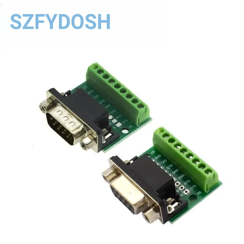 DB9 męski żeński adapter sygnałów moduł terminala RS232 RS485 szeregowy do terminala 9-pinowe złącze 9-otworowe