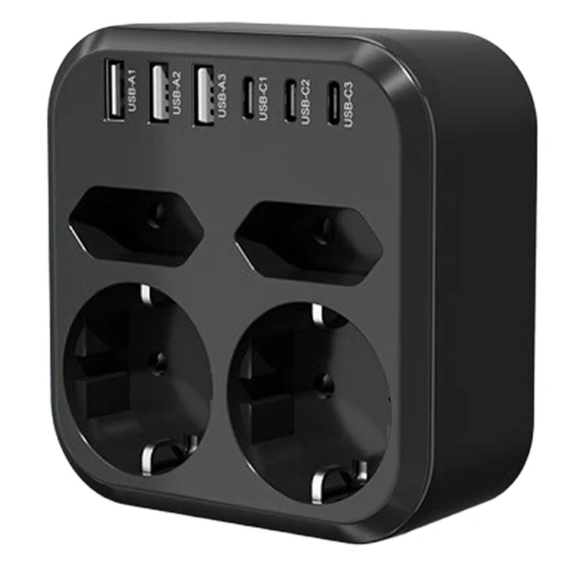 10 in 1 3500W EU Plug Power Strip with 4AC Outlets 6USB 17W Fast Charging 7 Safety System Socket Extender for Home-A86Z