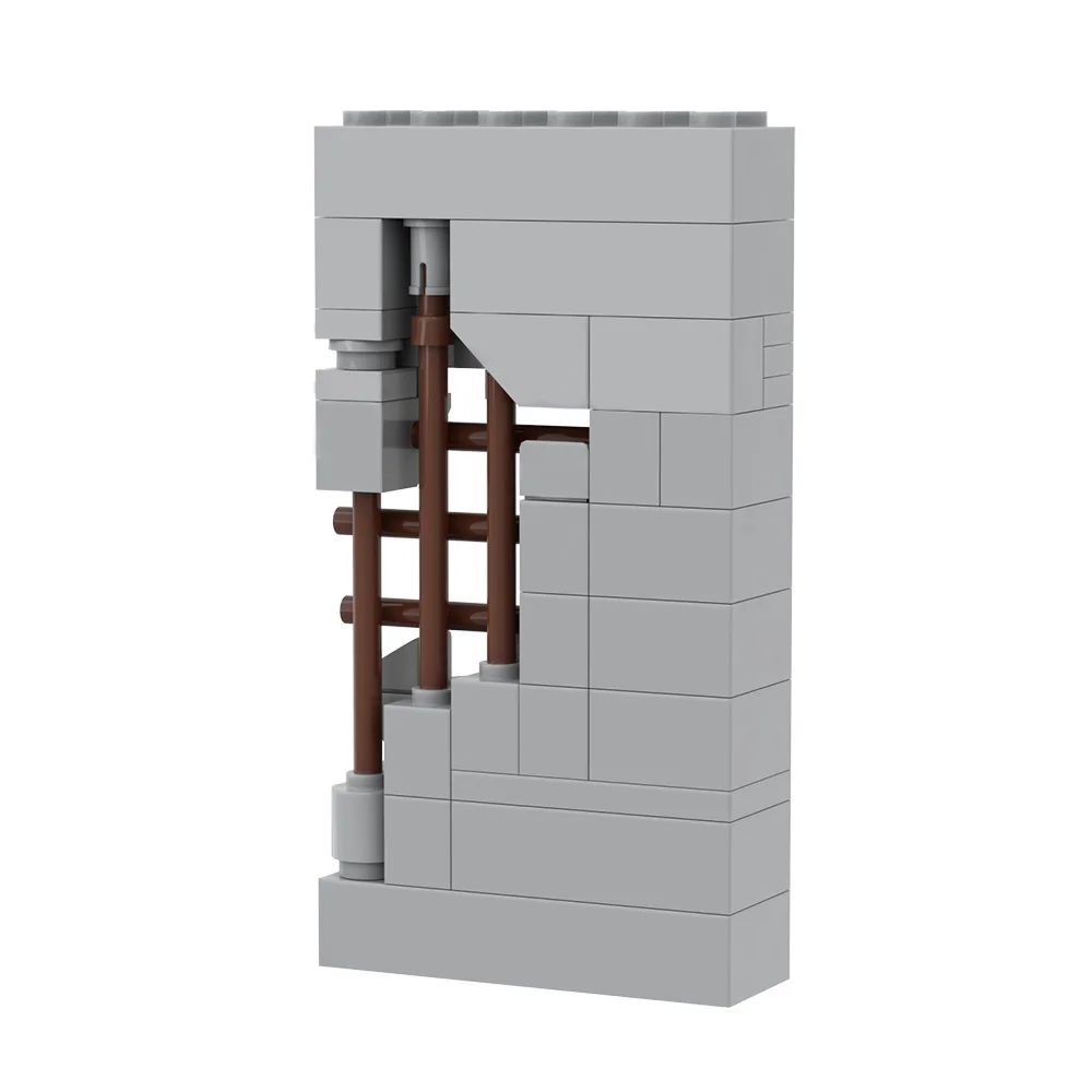 MOC Modello da parete rotta Blocchi di costruzione Muro di città Casa Cortile Design creativo fai da te Muro di mattoni Architettura di mattoni Giocattolo regalo