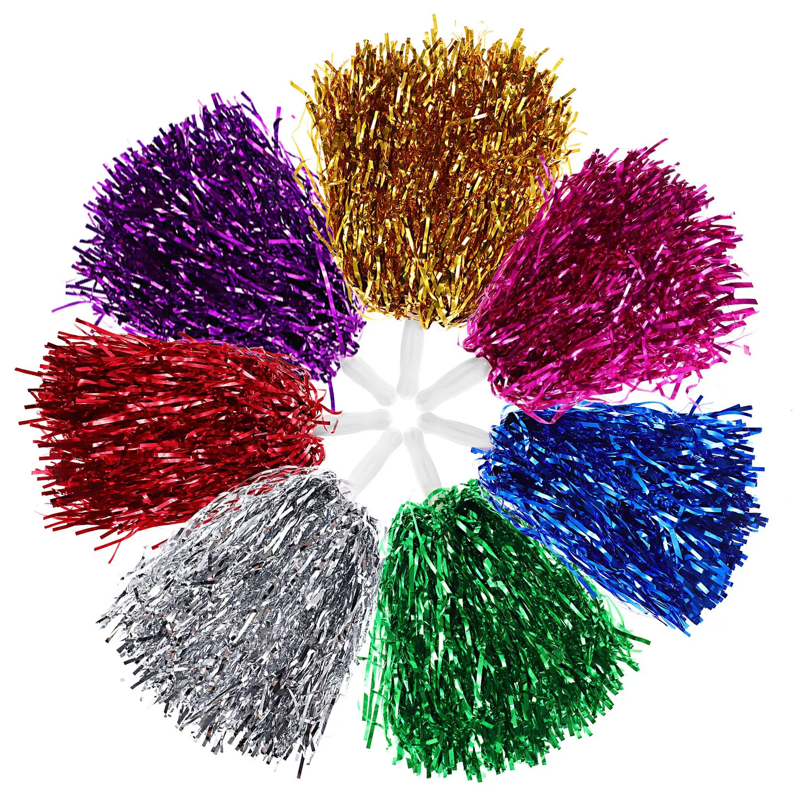 NUOBESTY 14pcs Pompom Girl Poms Folha Metálica Cheerleader Pom Poms para Equipe Esportes Eventos Festas