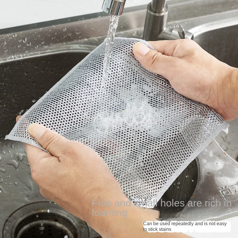 Silver Cleaning Cloth Magic Dish Towel Reusable Non Stick Oil Dishcloth Pot Strong Rust Removal Replace Steel Wire Balls Rag