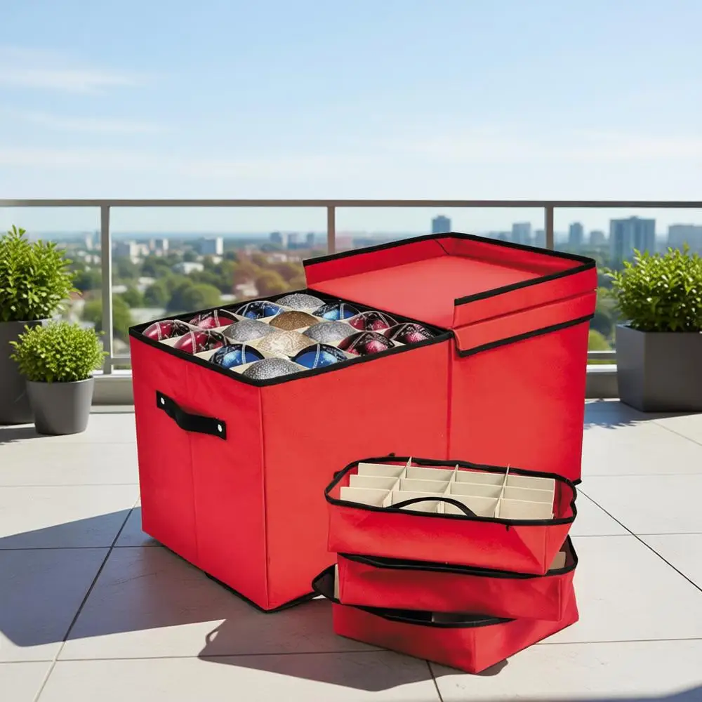 

Premium Christmas Ornament Storage with 8 Trays – Ideal for Day Decorations – Tear-Proof Fabric