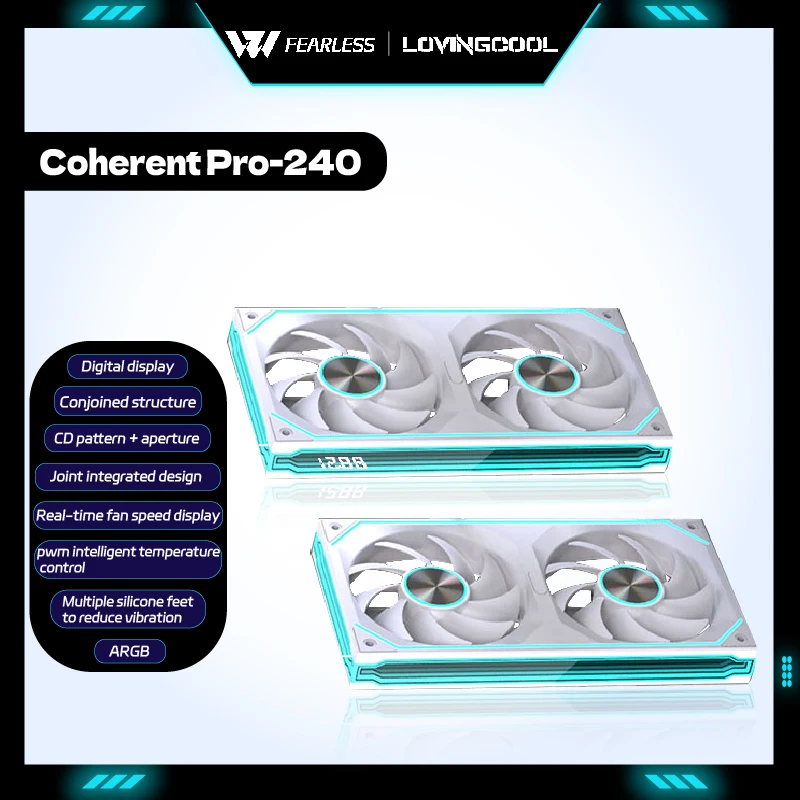 LOVINGCOOL Coherent LG Pro-240 PC fan digital display Siamese Building block fan Integration water cooler 240mm ARGB Chassis fan
