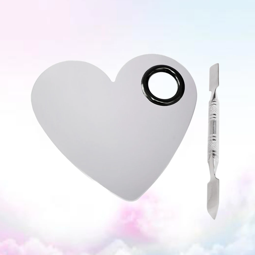 

Heart Shaped Palette Stainless Steel Makeup Tool Blending Foundation Shades Lipstick Pigments Reusable Storage Bag