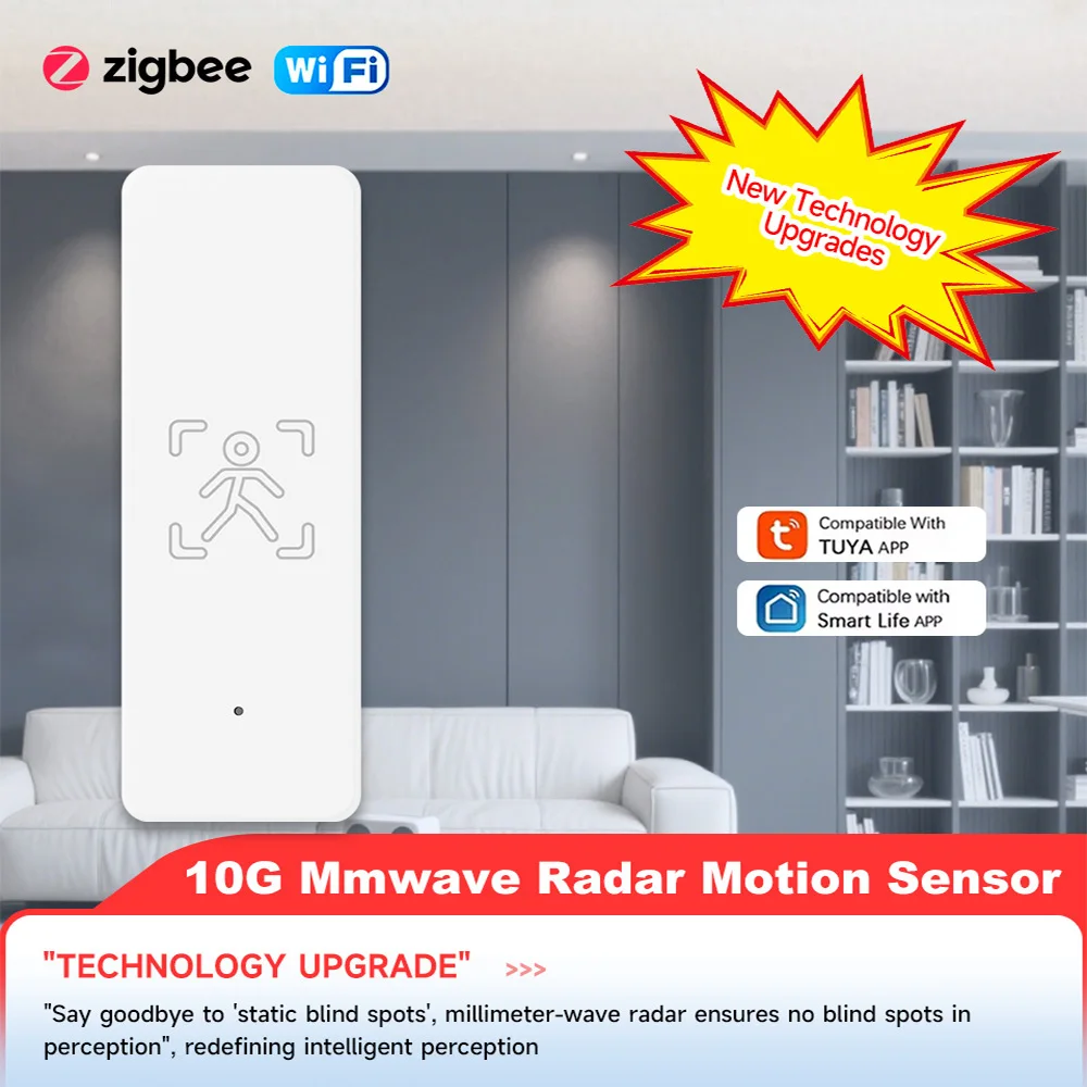 Tuya WiFi 2.4G/Zigbee 3.0 Sensore di presenza umana Telecomando 10G Onda Rivelatore radar di movimento Tuya APP Sensore Rivelatore di presenza