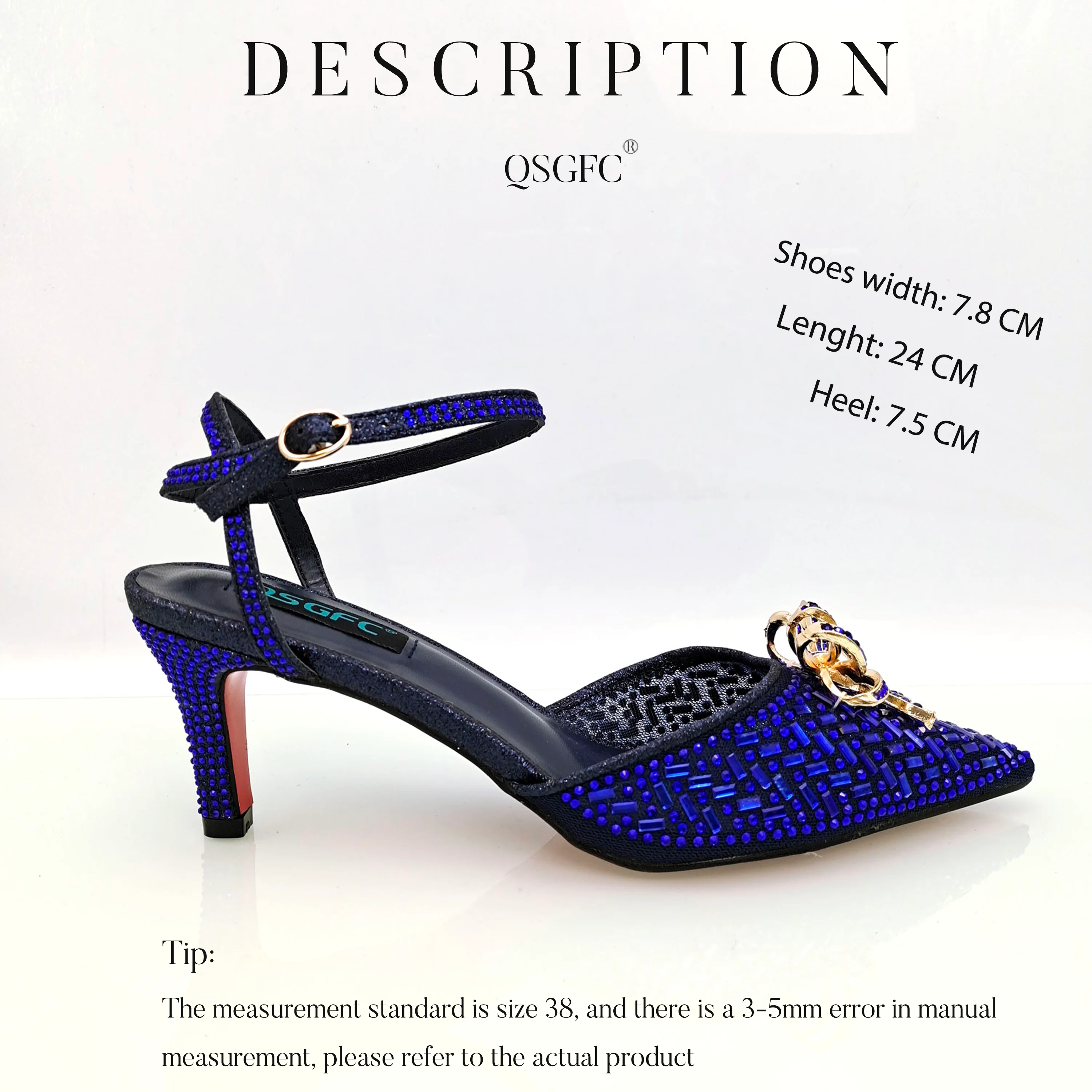 QSGFC Fashionable Small Bag With Stiletto Shoes High-Heeled Selected Big Rhinestone Sexy Shoes Beautiful Women Style Shoes