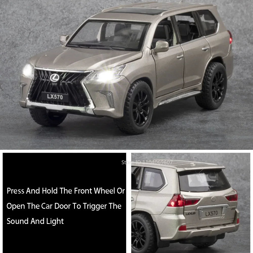 1:32 LX570 Model Speelgoedauto's Legering Diecast LM300H MPV Geluid Licht Trek 6 Deuren Geopend Rubberen Banden Prachtige Ornament Modellen