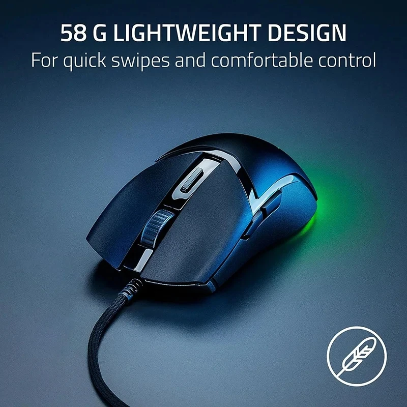 Original New Razer Cobra 58g Lightweight Wired Gaming Mouse Optical Mouse Switches Esports Game RGB Illusion Light Mini for PC