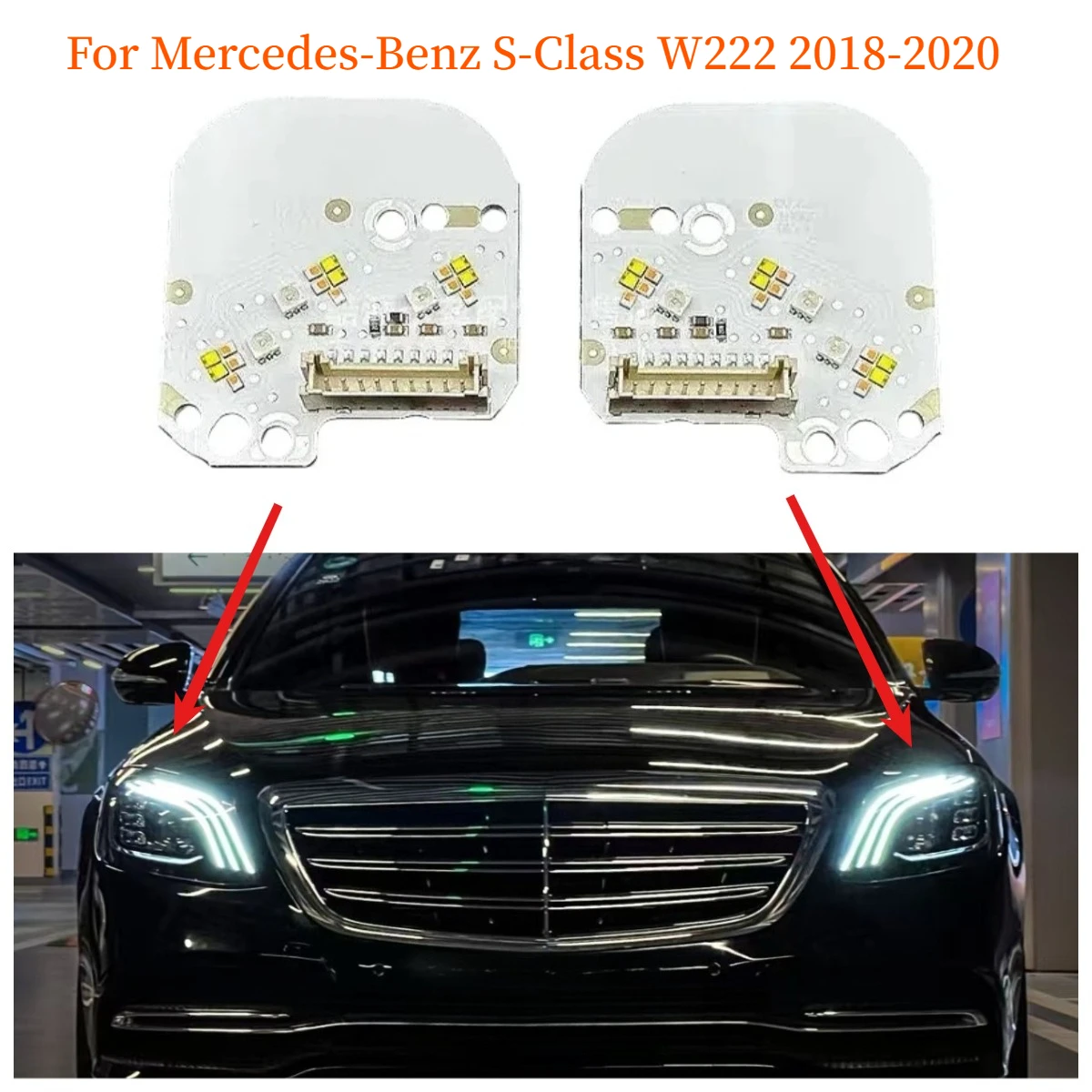 

Белая светодиодная плата Angel Eyes DRL с балластом для замены фар Mercedes-Benz S-Class W222 2018-2020