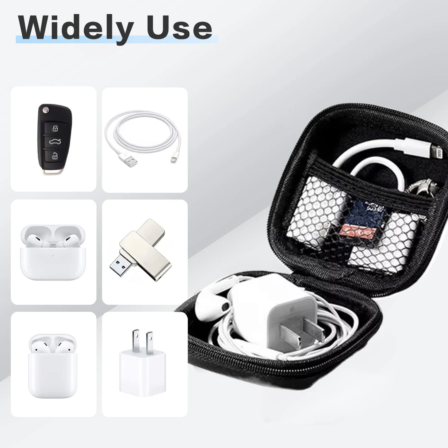 Suitable for wireless earphones, portable zipper earphone case, earphone bag, USB data cable storage bag leather earphone bag image 2