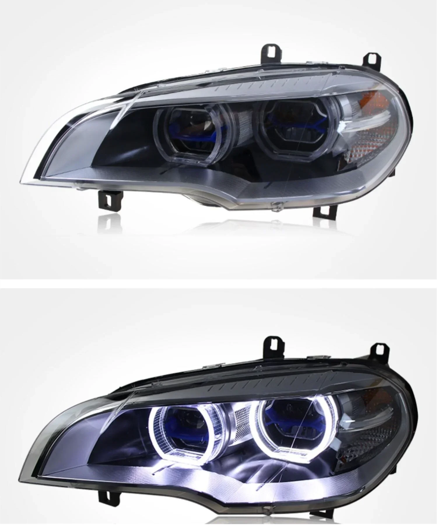 

Автомобильные светодиодные фары в сборе для BMW X5 E70 2007-13 ангельский глаз DRL дневные ходовые огни указатель поворота 2 шт.