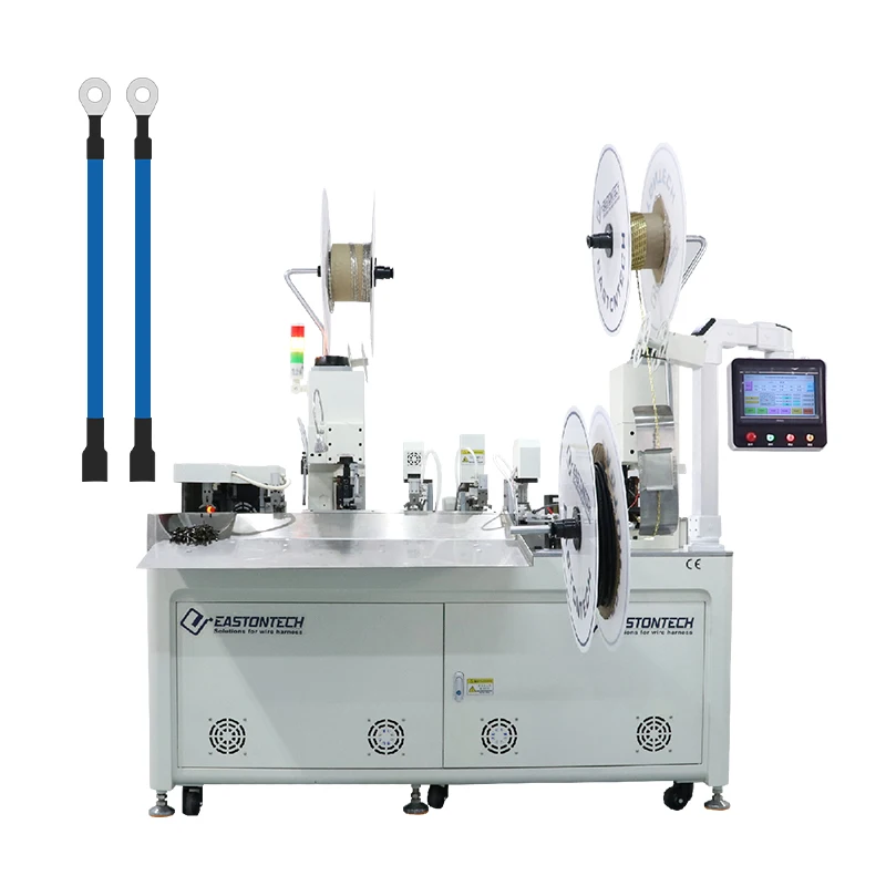 EW-8070-1 Automatic Two Head Tube Cable ID Number Tube Insert Machine  Wire Cutting Stripping Terminal Crimping Machine