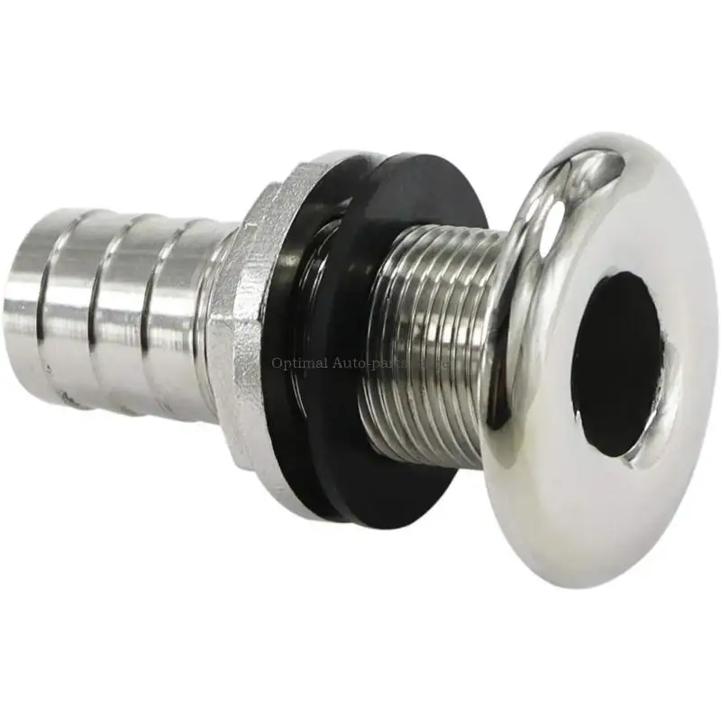 Marine Thru-Hull Fitting with Threaded Body and Hose-Barb End