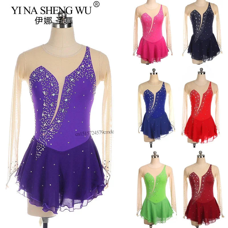 فساتين الباليه للأطفال والفتيات، تنانير ممارسة الرقص اللاتيني، فساتين التزلج على الجليد الاحترافية، مشدات ضيقة للجمباز #2
