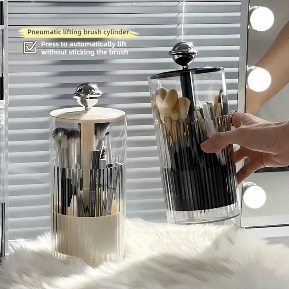 

Automatic Lifting Makeup Brushes Holder With Lid Dustproof Makeup Organizer For Vanity Cosmetic Storage Box Lipstick Contai U9E2