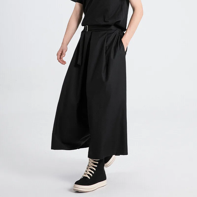 

Men's Casual Pants X099 Japanese Style Simple Summer Thin Wide-Leg Men's Personality High-Waist Casual Loose Trendy Skirt Pants