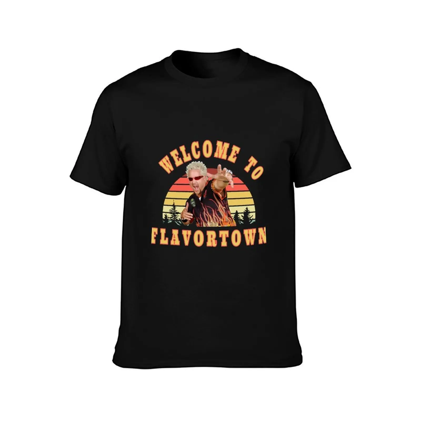 New Guy Fieri Fans Flavortown T-Shirt, Summer Casual Cotton Tee, Oversized Streetwear Tops, Vintage Graphic Print, 100% Cotton