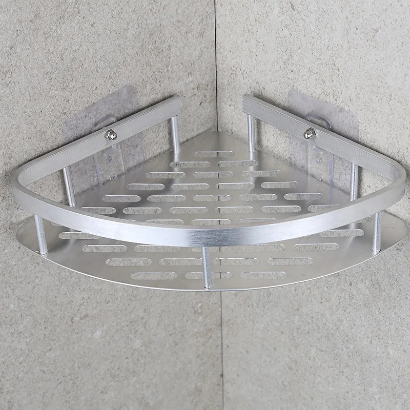 Suction Cup Wall Mounted Multi-layer Triangular Corner Wall Mounted Waterproof Non Perforated Storage Bathroom Shelf