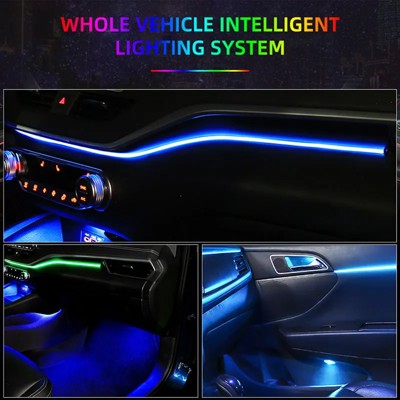 18/22 In 1 Streamer Car Ambient Lights RGB 64 Color LED Interior rgb car led Acrylic Led light Strip interior car accessories