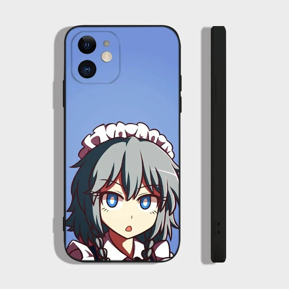 T-Touhou P-Project Sakuya Izayoi Phone Case For iPhone 14,13,12 Mini 11 Pro XR,X,XS,MAX 6S,7,8 Plus Silicone Cover Soft black