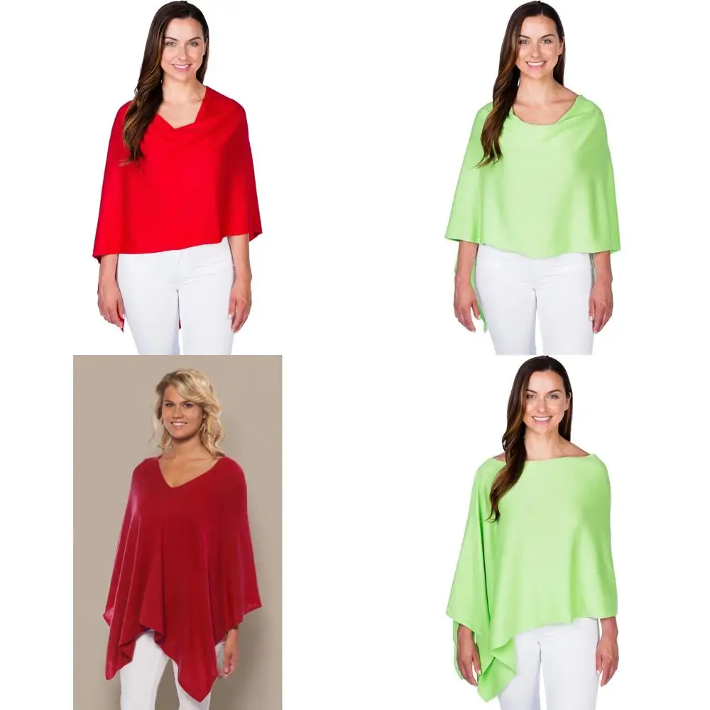 

Caroline Grace Cashmere Blend Poncho by Alashan Lightweight & Super Soft - 95% Cotton 5% Cashmere - Great Gift Item