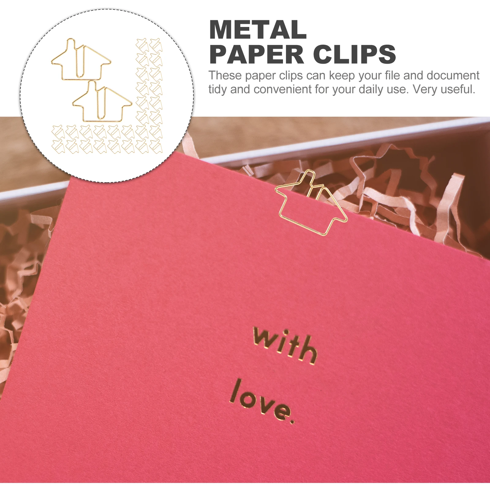 

50Pcs Metal Paperclips Decorative Creative Small Clips for Office File Document Photo Notes Multi-Use Paper Clips