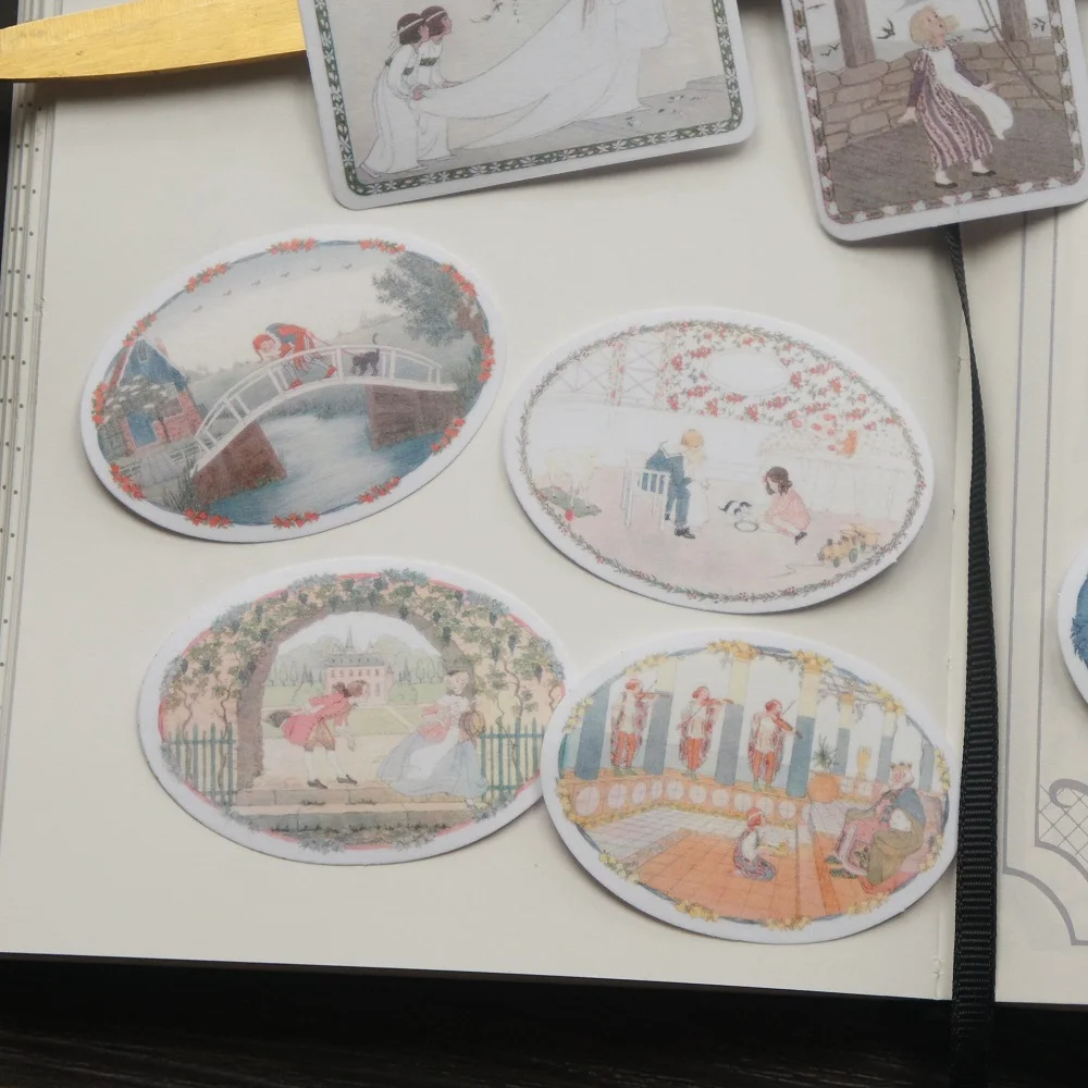 

28pcs Fairy Tale Illustrated Book Page Design Paper Sticker Scrapbooking DIY Gift Packing Decoration Tag
