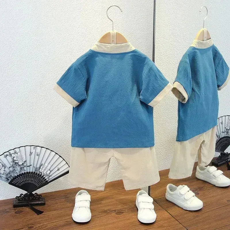 18 Style Summer Kung Fu Tai Chi Uniform for Kids Boys Girls Chinese Traditional Cotton Linen Embroidered  Blouse Pants Tang Suit